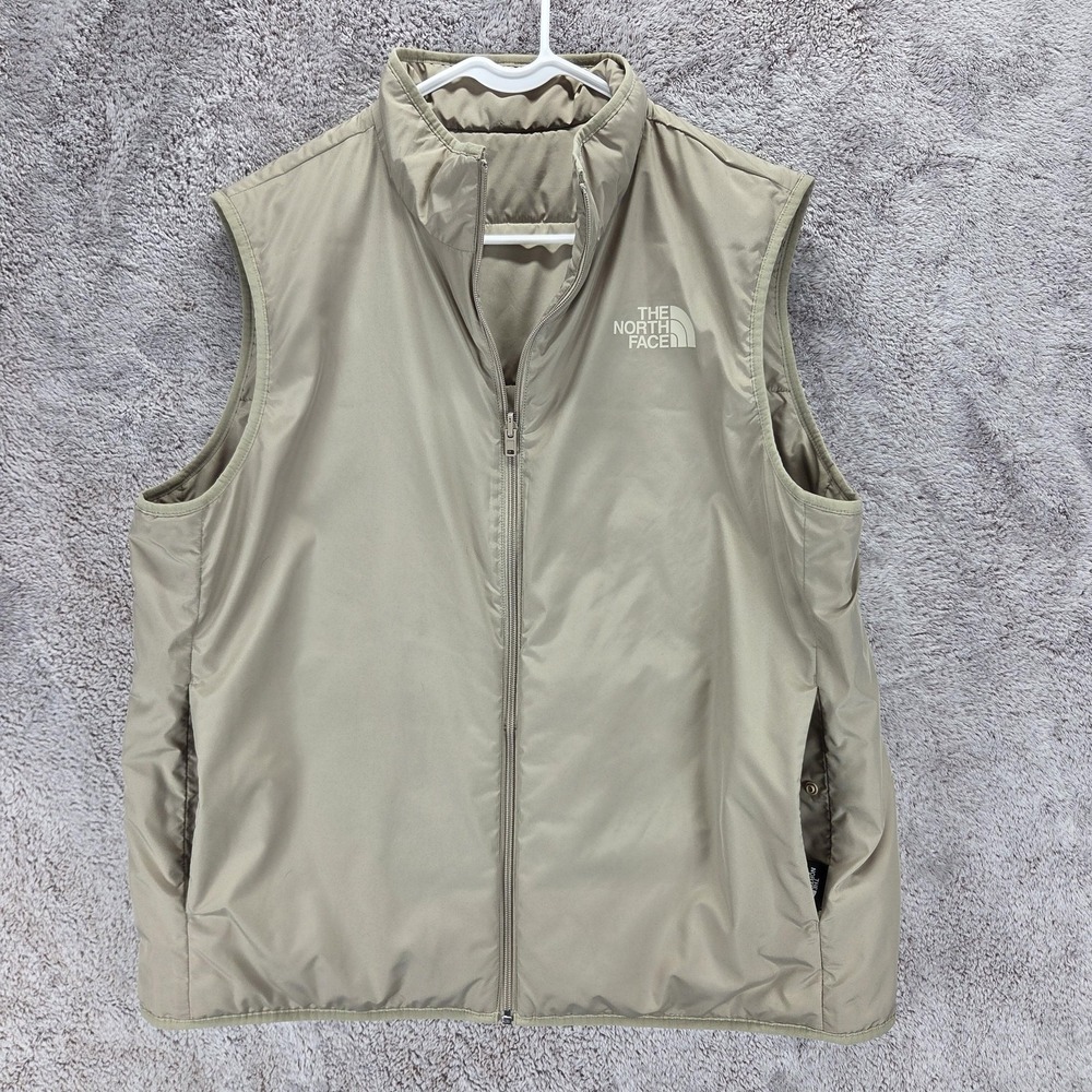 The North Face Vest Mens XL Beige Reversible Quilted Full Zip Insulated Outdoor